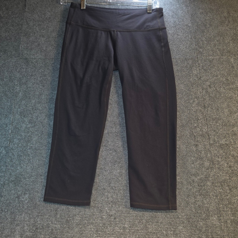 Athleta Cropped Leggings Women S Black Good Activewear Yoga Mid Rise
